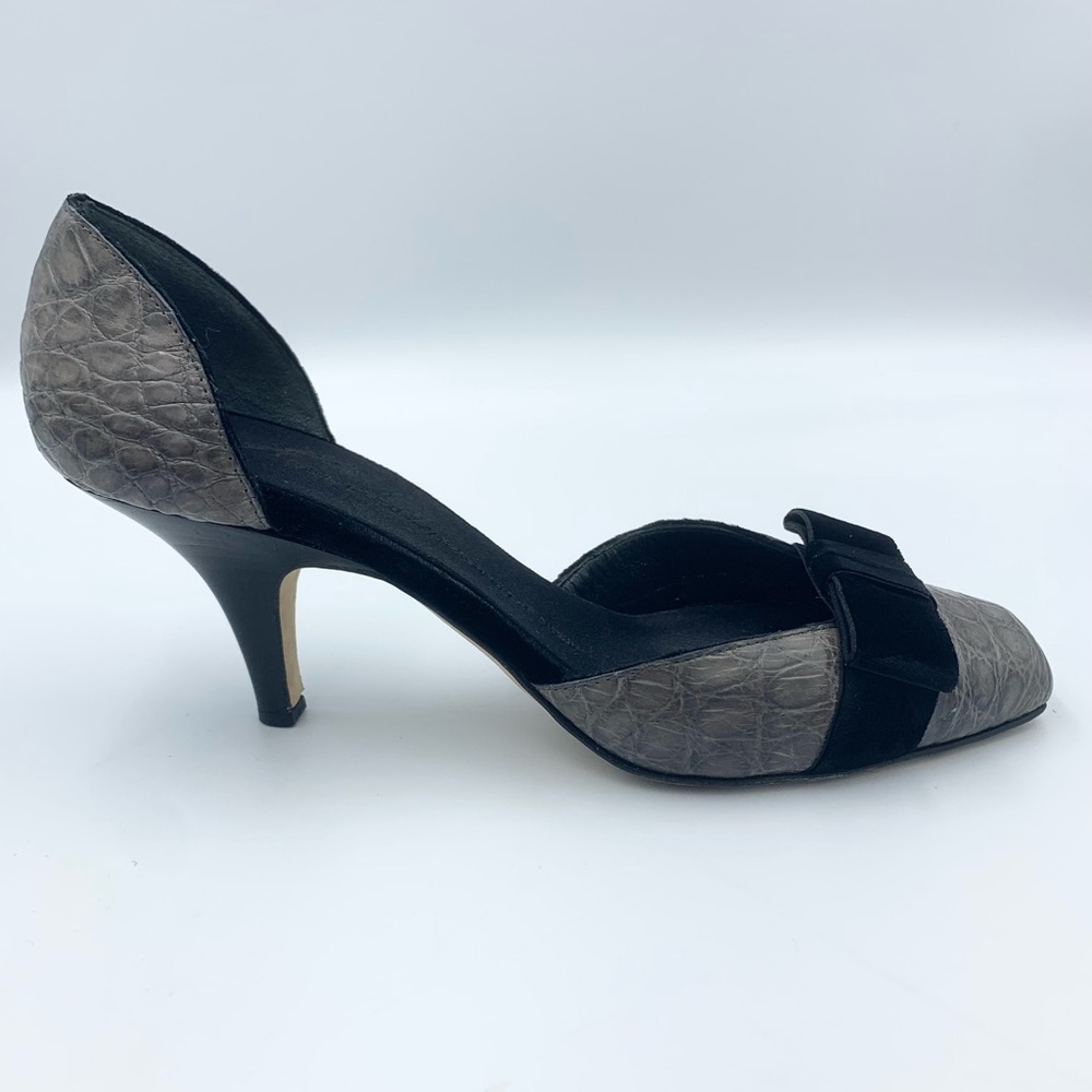 Giuseppe Zanotti Green Croc Leather & Velvet Pumps - Picture 9 of 16